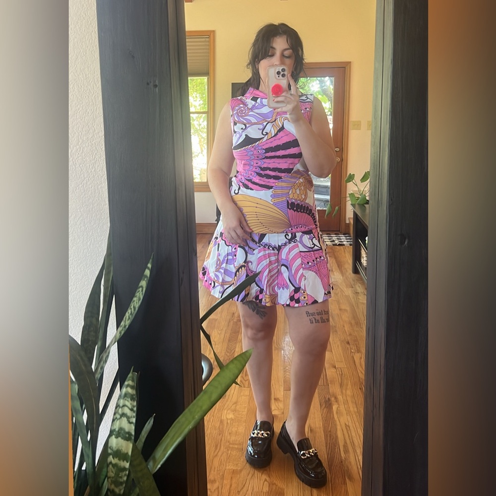 Vintage Paisley Drop Waist Mini Dress